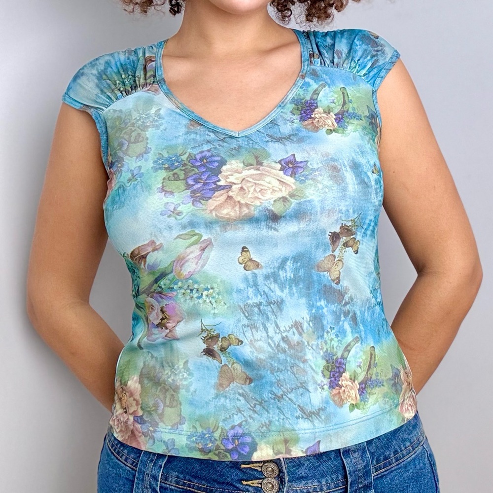 Y2K Floral Short Sleeve Top